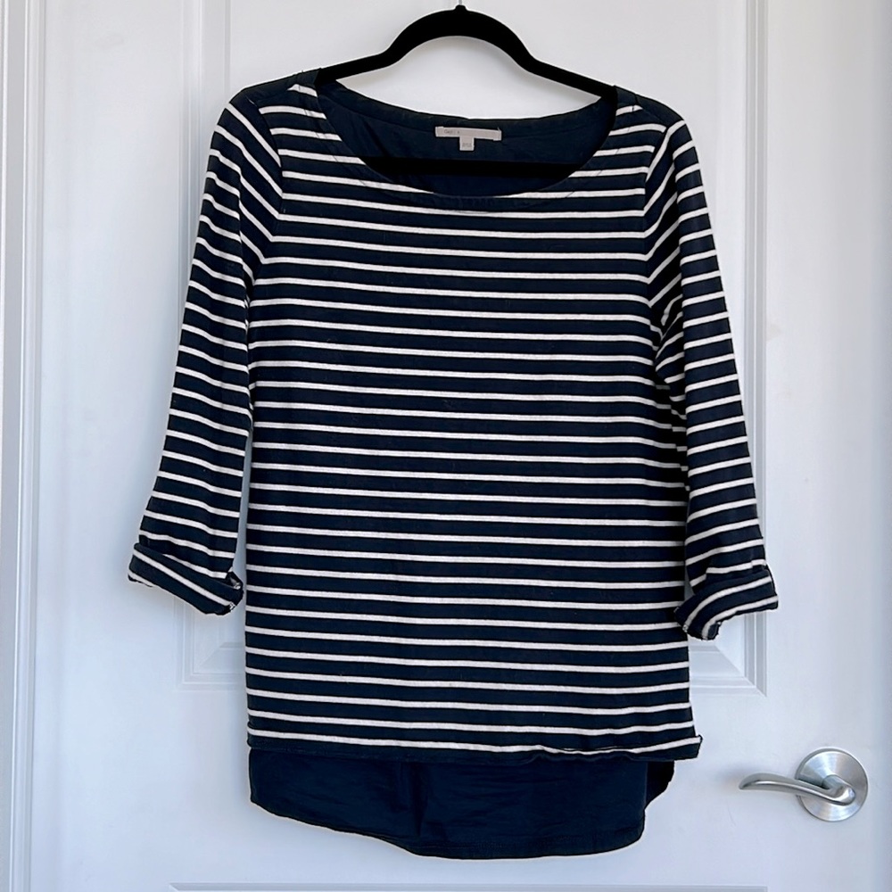 Mixed media striped top